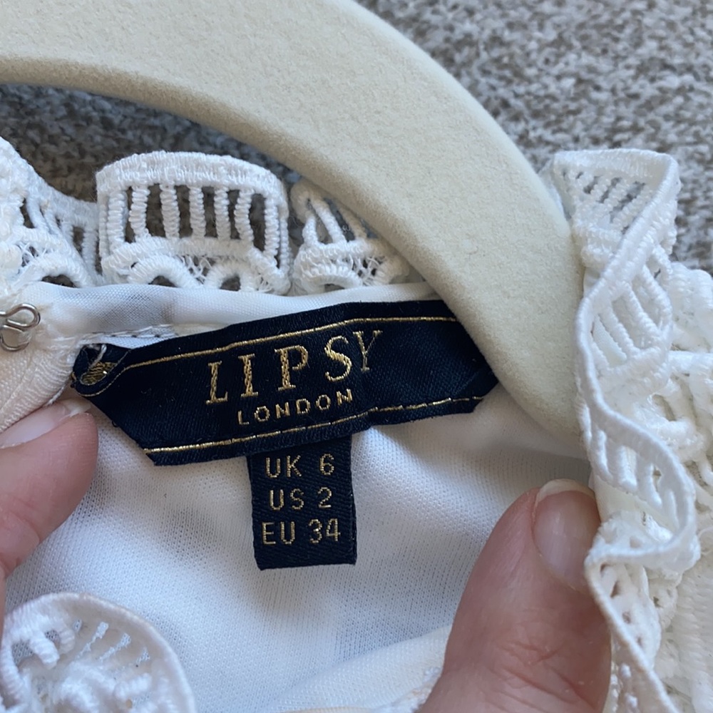 White Lace Ruffle Dress - Picture 6 of 9